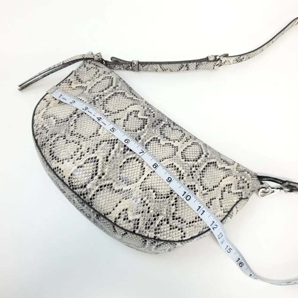 J.jill Leather Crossbody Crescent Bag In Grey, Snake